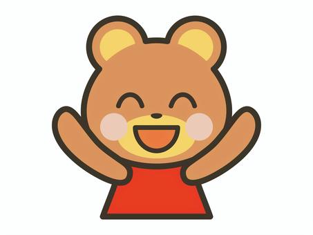笑顔でバンザイするくまキャラの上半身 クマ,バンザイ,笑顔,かわいい,喜ぶ,嬉しい,動物,子供,キャラクター,笑うのイラスト素材