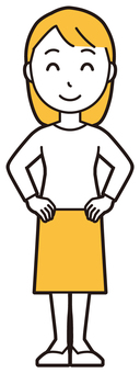  ロングヘア女性(黄)-464-全身