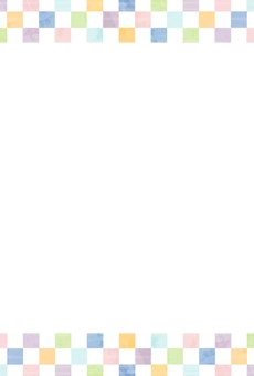 和柄ポストカード市松模様 市松模様,カラフル,和柄,はがき,ポストカード,背景,上下,フレーム,水彩,手描きのイラスト素材