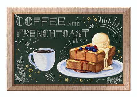 黒板イラスト（フレンチトースト） 食べ物,黒板風,チョーク,フレンチトースト,デザート,スイーツ,coffe,frenchtoast,アイス,イラストのイラスト素材