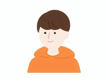 パーカーの人 イラスト・アイコン A 人,アイコン,男性,男,シンプル,ポップ,かわいい,ふちなし,顔,社会人のイラスト素材