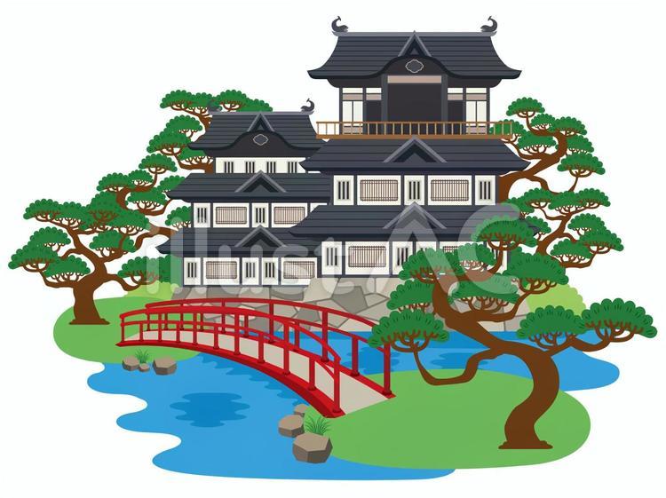城と庭園 城,天守,城郭のイラスト素材