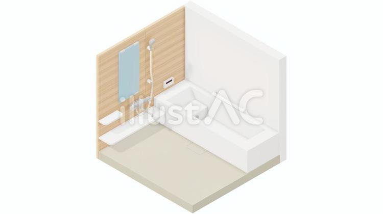 お風呂(窓なし) お風呂,浴室,浴槽のイラスト素材