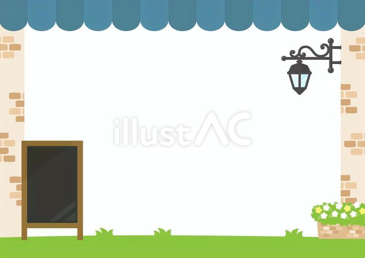 カフェ風テント屋根のフレーム09 カフェ,背景,フレームのイラスト素材