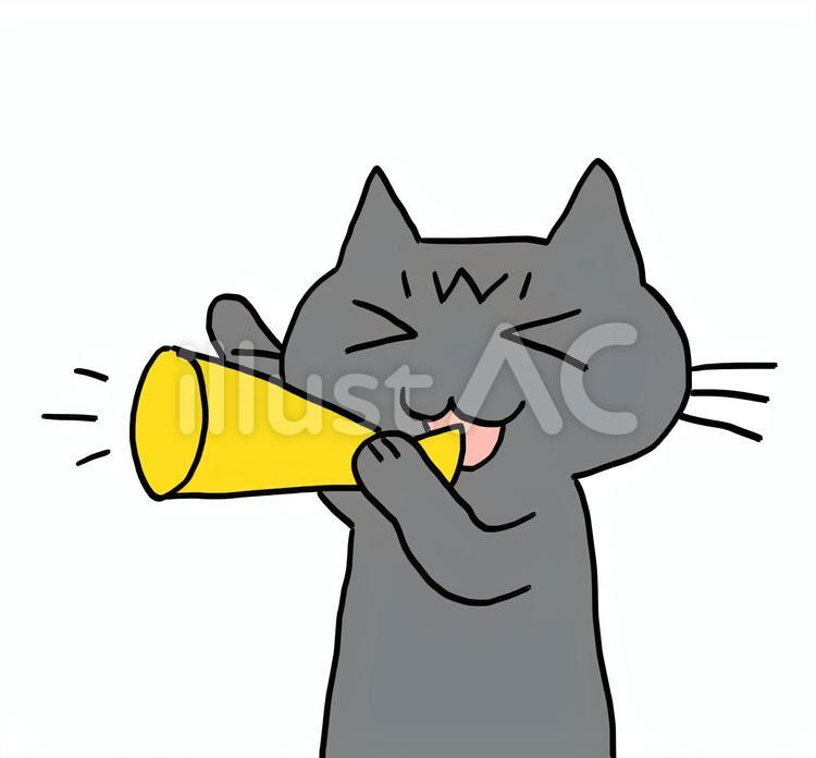 応援　猫　アメショ 猫,アメリカンショートヘア,応援のイラスト素材