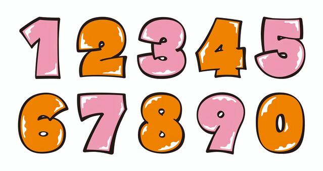 オリジナル数字セットJ　ツヤ 数字,フォント,オリジナル,文字,太文字,極太,ボールド,フチ,袋文字,太ラインのイラスト素材