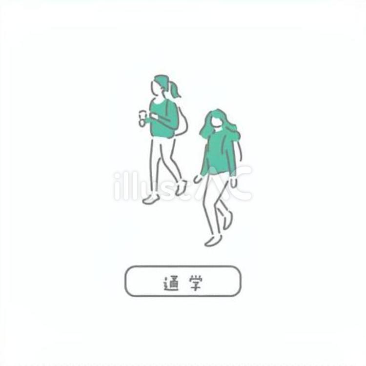 通学／先生のためのイラスト 歩く,人物,生徒のイラスト素材