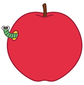 虫食いリンゴ リンゴ,虫食い,不衛生,果物,フルーツ,果実,虫,シンプル,かわいい,穴のイラスト素材