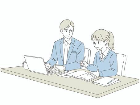 家庭教師1 塾,勉強,人物,先生,講師,教師,生徒,学生,女の子,かわいいのイラスト素材