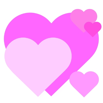 重なった5つの大小のハート＿ピンク ハート,love,メッセージ,気持ち,想い,バレンタイン,パステル,カード,マーク,ワンポイントのイラスト素材