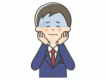 ショックを受ける男子学生 困る,不安,悩む,落ち込む,不調,ガーン,ショック,失敗,緊張,心配のイラスト素材