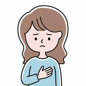乳癌を疑う 上半身 胸-影 SLW 女性,乳がん検診,乳がん検査,乳がん,しこり,悪性,良性,乳腺,ピンクリボン,自己検査のイラスト素材