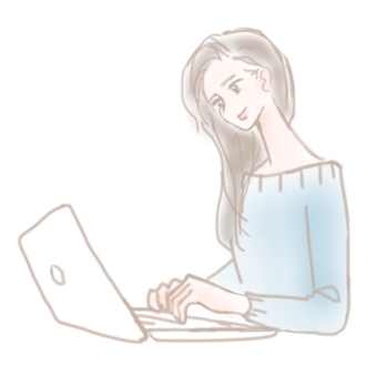パソコン作業の大人女子 パソコン,女性,ノマドワーカー,インターネット,webライター,ブロガー,ネットサーフィン,ネットショッピング,検索,在宅ワークのイラスト素材