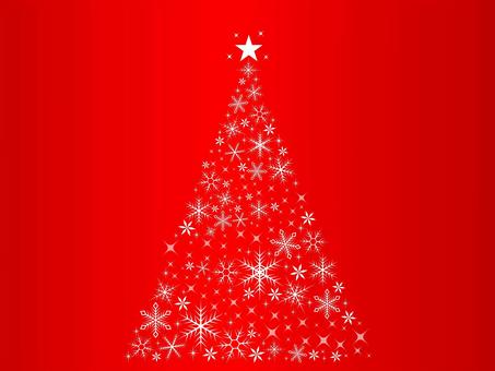 Christmas tree with snowflakes on red background, , JPG and AI