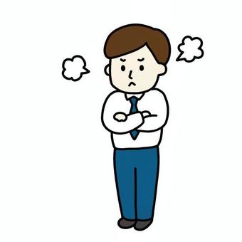 腕を組んで怒る男性教師 人物,教師,男性,ネクタイ,長袖シャツ,ズボン,腕組み,怒る,怒った顔,表情のイラスト素材