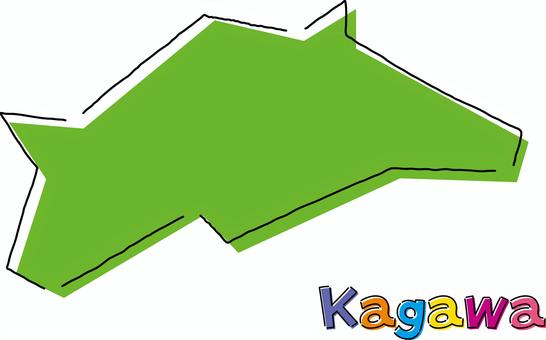 香川　手描き風のシンプルな線画の地図  香川,県,都道府県,手描き,フリーハンド,地域,地方,地図,ラフ,シンプルのイラスト素材