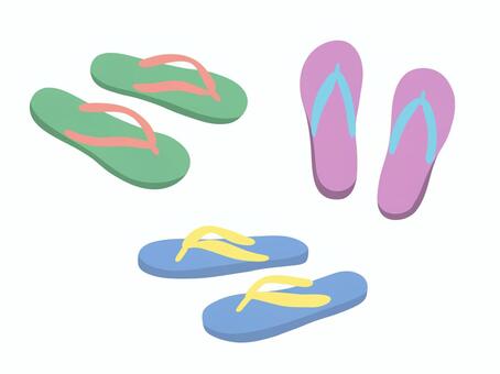 カラフルなビーチサンダルのイラスト線なし サンダル,ビーチ,ビーサン,ゴム草履,素足,裸足,夏,海,プール,海水浴のイラスト素材