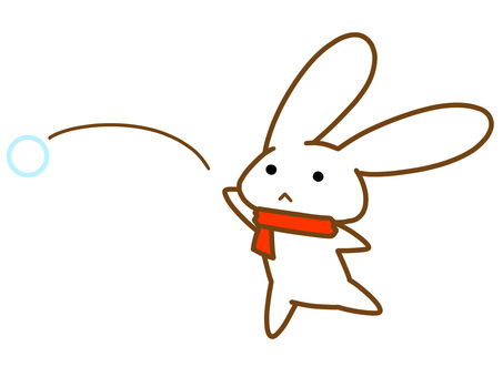 ゆるいうさぎの雪合戦 うさぎ,兎,動物,冬,雪,雪合戦,雪玉,キャラクター,マスコット,手描きのイラスト素材