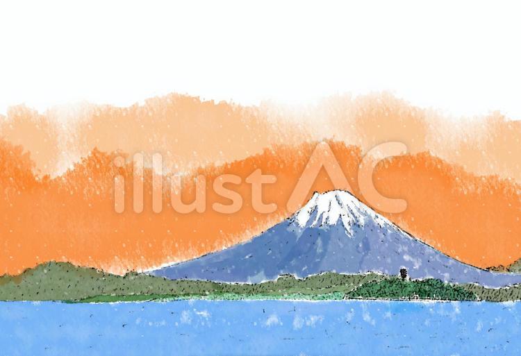 富士山と江の島日の出前(透過) 江の島,片瀬,富士山のイラスト素材