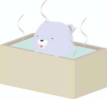お風呂_熊_白_笑顔