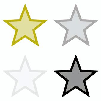 星のデコレーション素材 金銀系4色セット 星のデコレーション素材 金銀系4色セット 星,型,勲章,名誉,印,輝き,煌めき,光,評価,デコレーションのイラスト素材