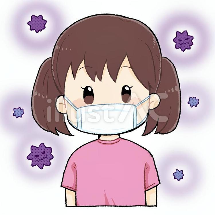 マスクをする女の子 女の子,子供,マスクのイラスト素材