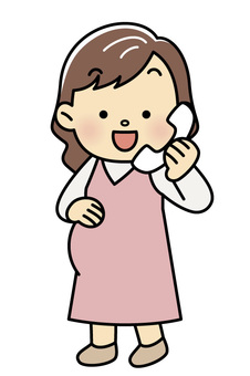 전화하는 임산부, 여성, 미소, 그림, JPG, PNG 및 EPS