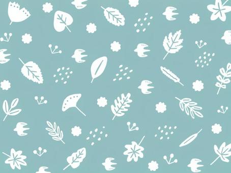 シンプルな植物と鳥の背景 自然,植物,葉,花,鳥,森,林,木,樹木,ボタニカルのイラスト素材