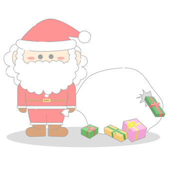 破れたプレゼント袋を持つサンタ（線あり） サンタ,袋,プレゼント,線あり,クリスマス,破れた,冬,１２月,単品,イラストのイラスト素材