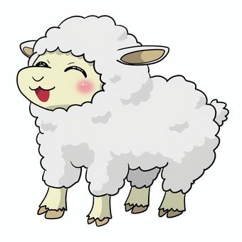 にっこりしているかわいい羊イラスト 羊,シープ,動物,家畜,畜産,牧場,毛,羊毛,干支,未年のイラスト素材