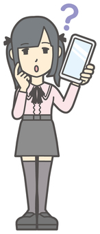  地雷系女子-395-全身 スマホ,はてな,地雷系,女性,女の子,ツインテール,人物,かわいい,考える,疑問のイラスト素材