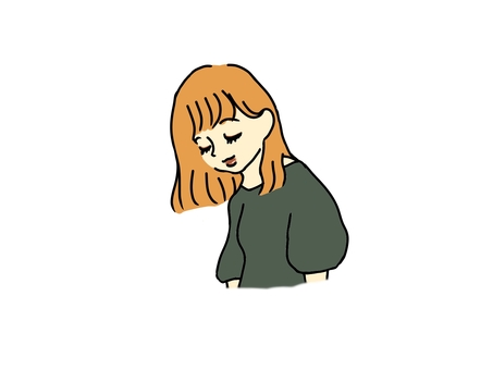 下を向いているひと 下向き,女性,おしゃれ,メイク,耳掛けのイラスト素材