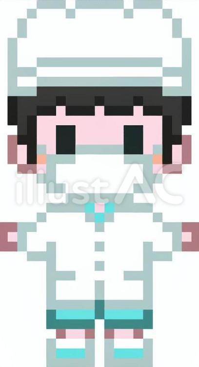 ドット絵の給食当番の男の子です。 ドット絵,給食,登板のイラスト素材