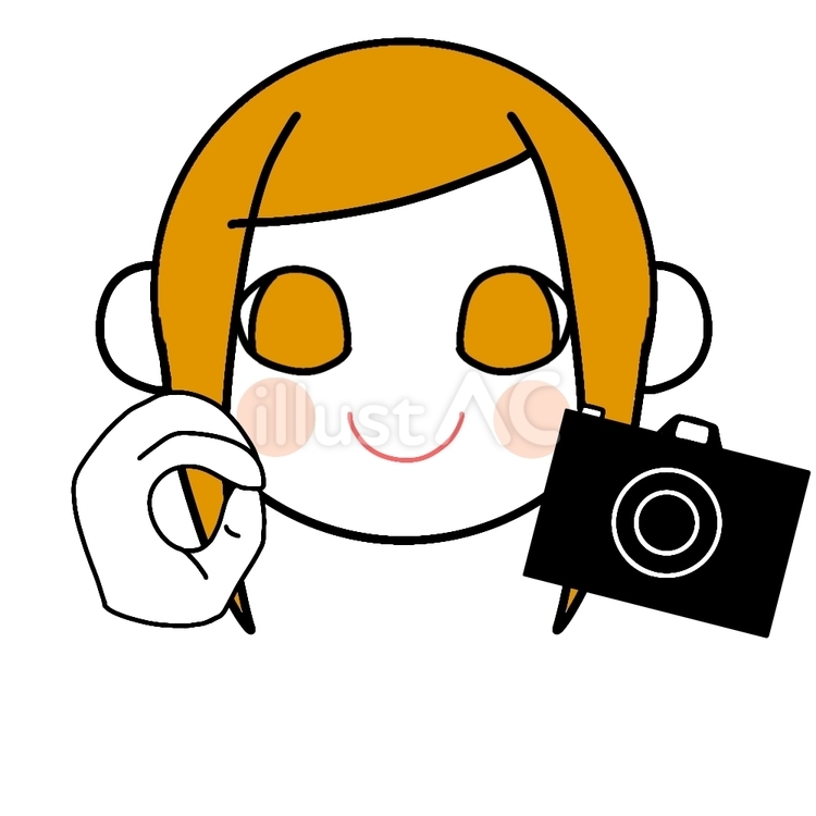 撮影OKをしめす女の子 女の子,顔,カメラのイラスト素材