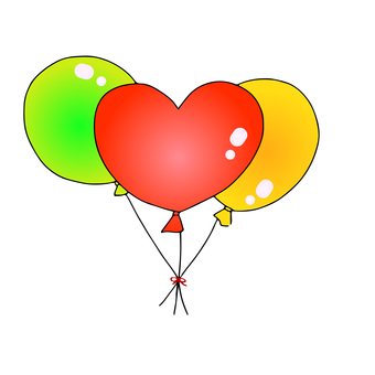 ハートバルーン（レッド） 風船,ふうせん,遊園地,パーティー,お祝い,バルーン,シンプル,キッズ,こども,イベントのイラスト素材