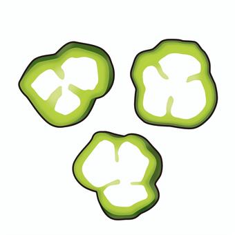 輪切りにしたピーマンのリアルイラスト ピーマン,野菜,夏野菜,輪切り,健康,食育,ヘルシー,栄養,献立,レシピのイラスト素材