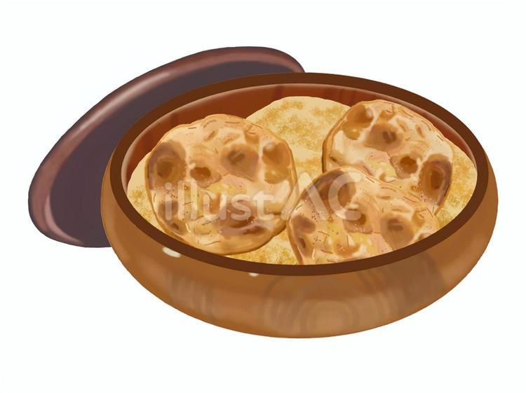 菓子器とせんべい2種類（蓋あり）2 せんべい,煎餅,菓子器のイラスト素材