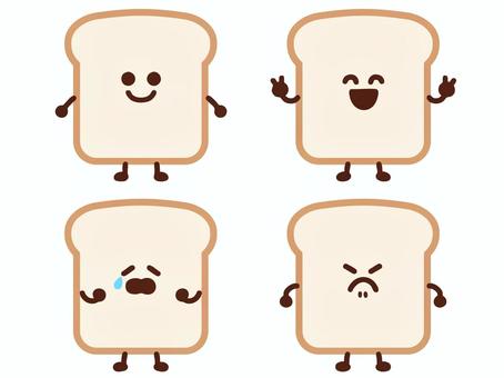 食パンくん01 食パン,パン,かわいい,キャラクター,顔,表情,気持ち,ピース,笑顔,涙のイラスト素材