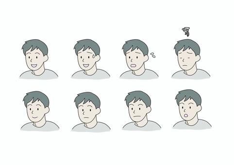 Illustration, male, expression, set, 