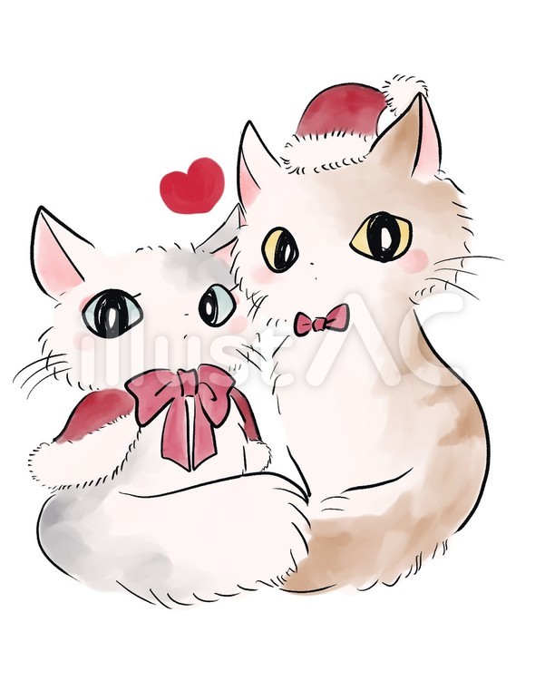 おしゃまネコカップル サンタさん トライラスト No 無料イラストなら イラストac