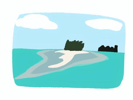 ガダルカナル島 ガダルカナル島,海,空,南国,pop調,手描き,挿絵,ワンポイント,商用可,無料のイラスト素材