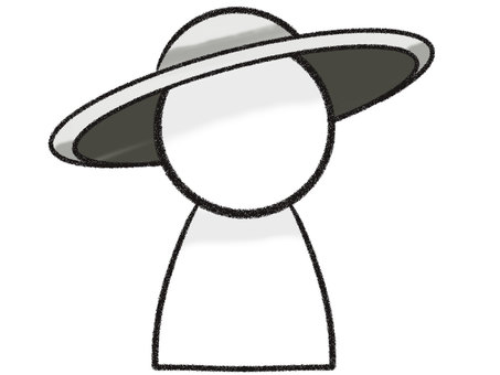 帽子をかぶった人の手描きアイコン 人間,人,人物,手描き,アイコン,帽子,ハット,日差し,屋外,日焼け対策のイラスト素材