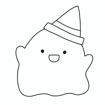 ハロウィンおばけ ハロウィン,おばけ,帽子,幽霊,モノトーン,塗り絵,可愛い,ゆるい,手描き,デコレーションのイラスト素材