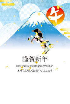 正月和風和柄年賀状 年賀状,馬,午年,和柄,和風,正月,可愛い,美しい,動物,ベクターのイラスト素材