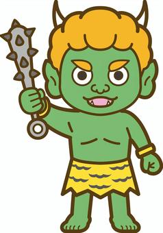 children's green oni, , JPG, PNG and AI