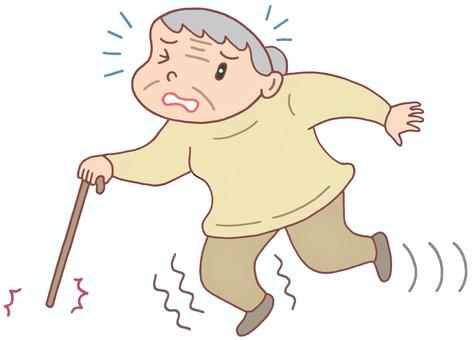 脚力低下による歩行障害 脚力低下,歩行障害,転倒リスク,ロコモ,加齢,お婆さん,高齢者,健康問題,女性,人物のイラスト素材