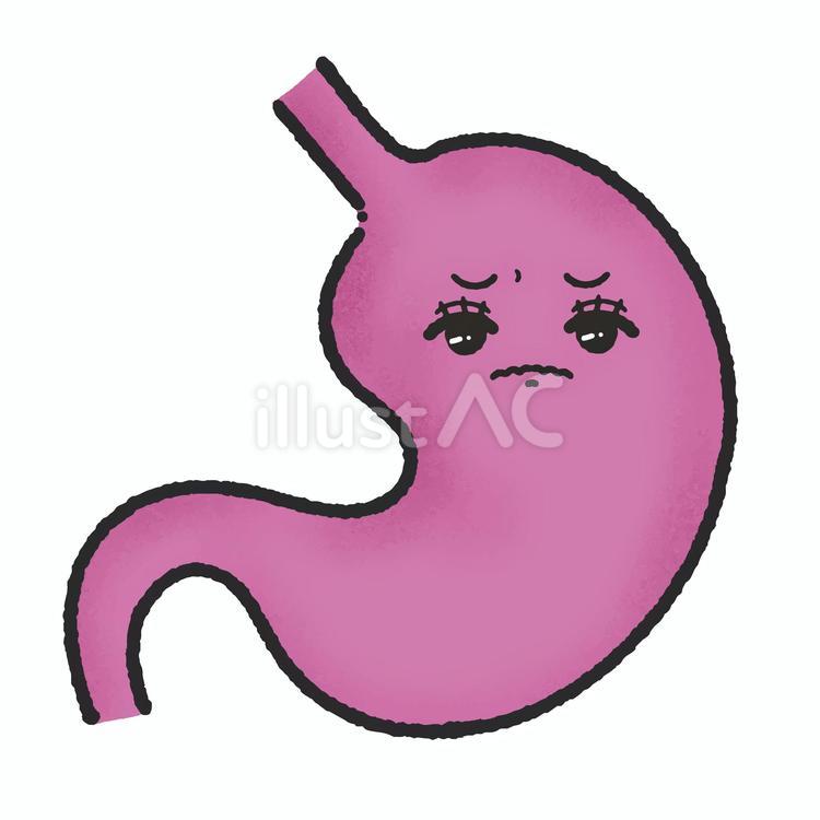 不調な顔をした胃のイラスト 胃,医療,人体のイラスト素材