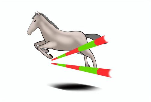 2026_年賀状40 馬,午,跳ね馬,白馬,サラブレッド,ハードル,飛躍,躍動感,力強い,越えるのイラスト素材