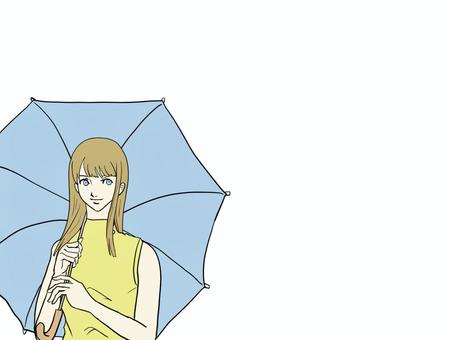 Illustration of a sleeveless woman holding a parasol, , JPG and PNG