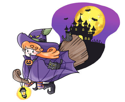 ハロウィンのイラスト ハロウィン,ハロウィーン,魔女,吸血鬼,魔法,パンプキン,かぼちゃ,蝙蝠,こうもり,月のイラスト素材